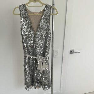 Silver Sequin Sleeveless Dress